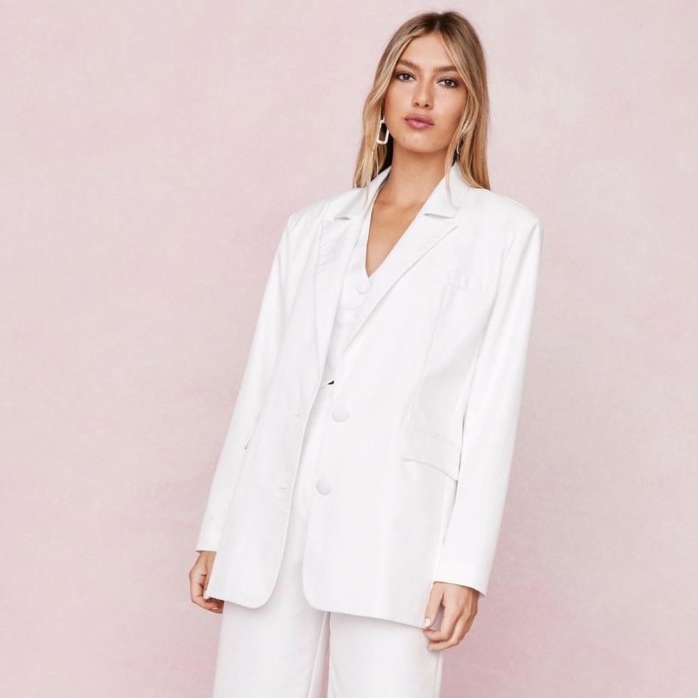 Oversized white blazer